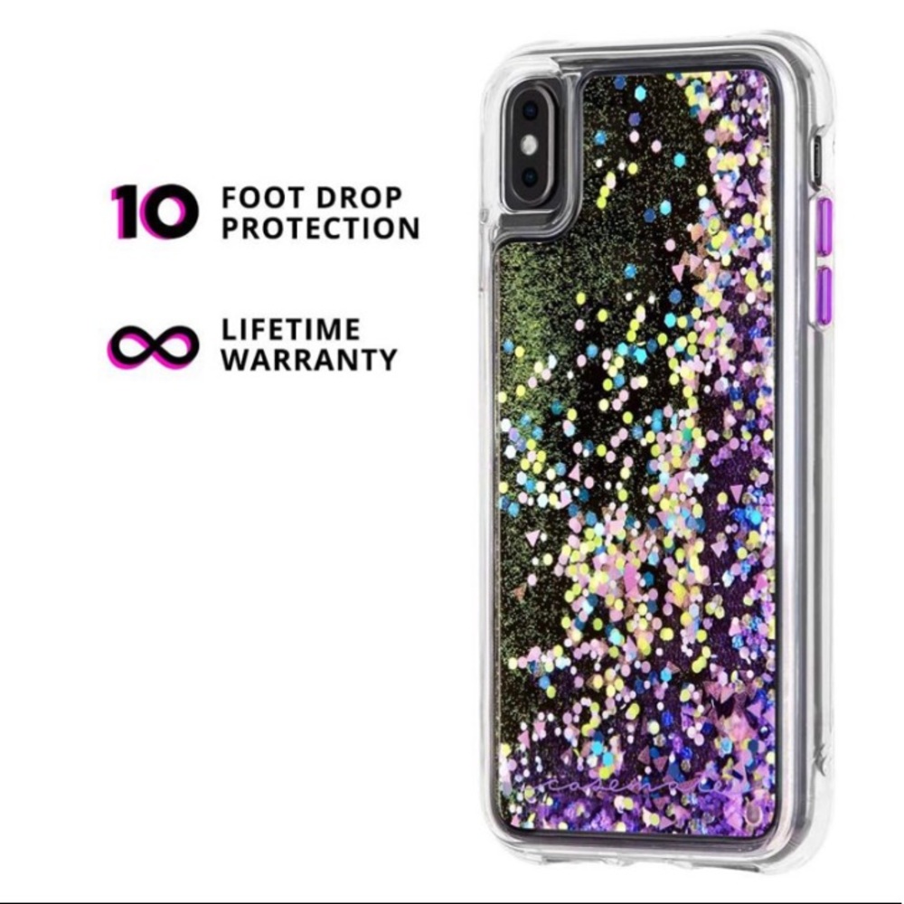 🔥5/$25🔥Case-Mate iPhone XS/ X Purple Glitter Glow Waterfall Case